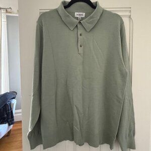 Light Green 3/4 button collared sweater top